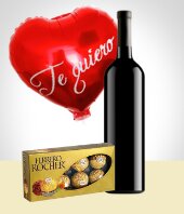 Felicitaciones - Combo Terciopelo: Chocolates + Vino + Globo